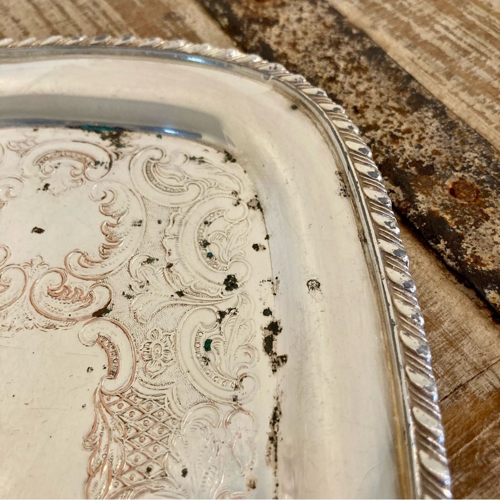 Vintage Silverplate on Copper Small Tray Coronet England E.P. Cottagecore Decor - Picture 4 of 11
